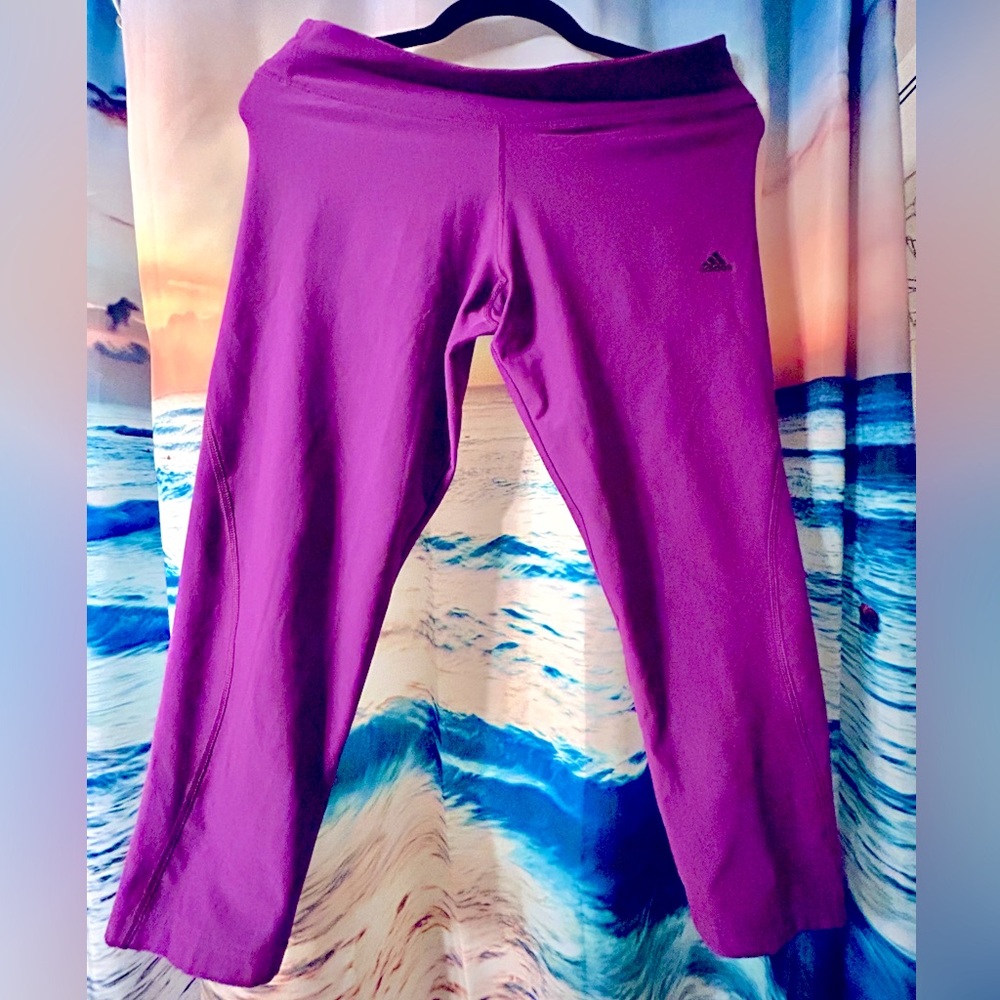Adidas Climalite Purple Capri Leggings Athletic Sport Stretchy Quick dry M 10 8